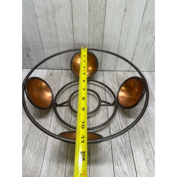 Vtg Ambrosia MCM Metal Wire & Brass Copper Basket Fruit Bowl Decor 1995 11" DIA - Picture 8 of 10
